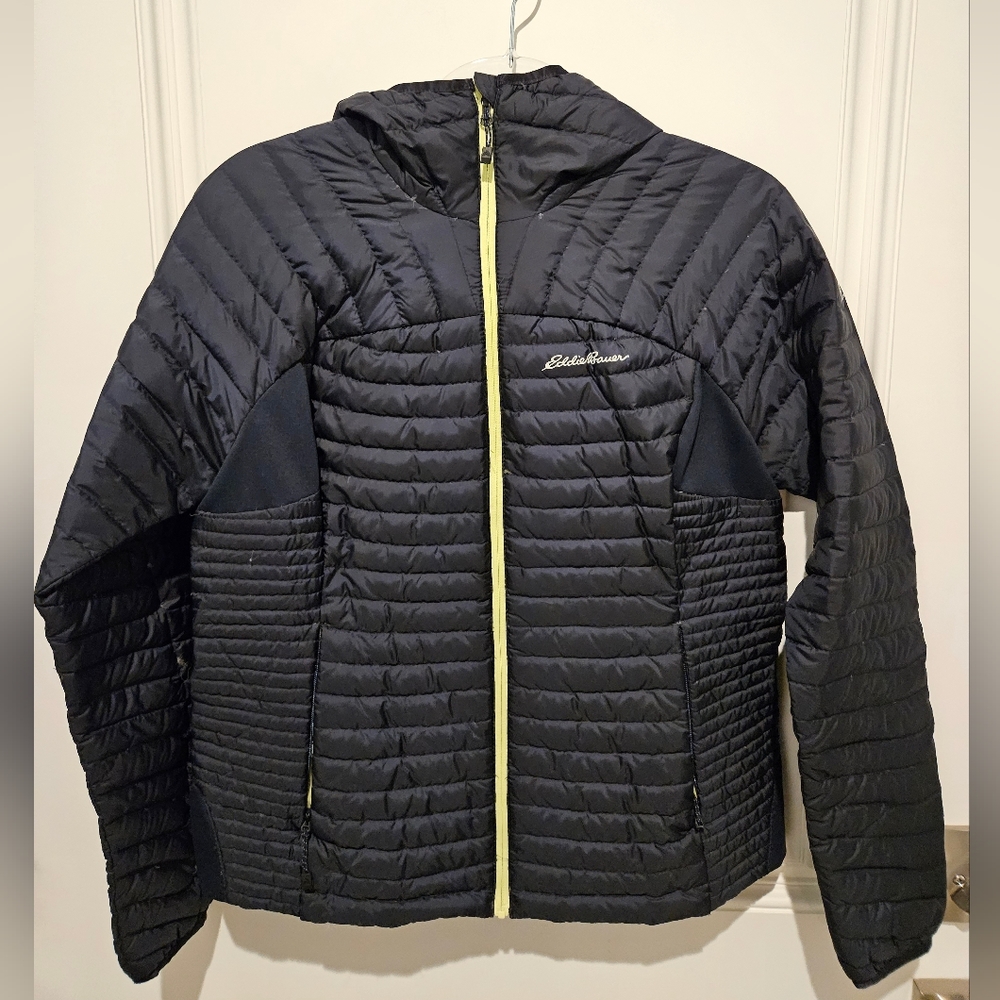 Eddie Bauer Women's MicroTherm Down Hooded Jacket size M in Navy